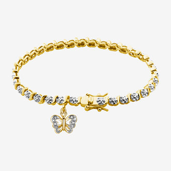 Sparkle Allure 14k Gold Over Bronze Diamond Accent 7.25 Inch Butterfly Round Tennis Bracelet