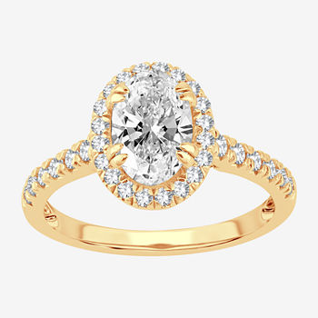 Modern Bride Signature Womens 2 3/4 CT. T.W. Lab Grown White Diamond 14K Gold Oval Halo Engagement Ring
