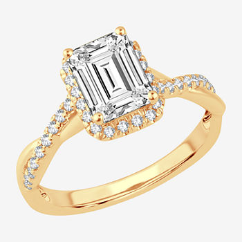 Modern Bride Signature Womens 2 1/3 CT. T.W. Lab Grown White Diamond 14K Gold Rectangular Halo Engagement Ring