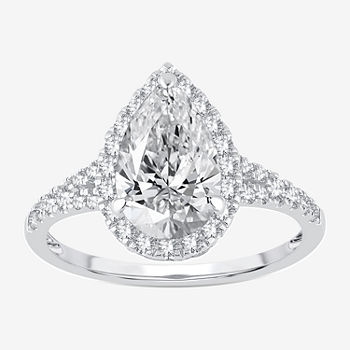 Modern Bride Signature Womens 2 3/4 CT. T.W. Lab Grown White Diamond 14K White Gold Pear Halo Engagement Ring