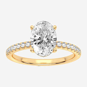 Modern Bride Signature Womens 2 1/4 CT. T.W. Lab Grown White Diamond 14K Gold Oval Solitaire Engagement Ring