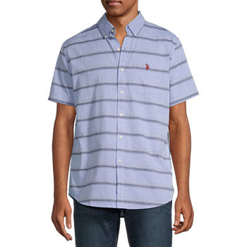 U.S. Polo Assn. Mens Classic Fit Short Sleeve Striped Button-Down Shirt