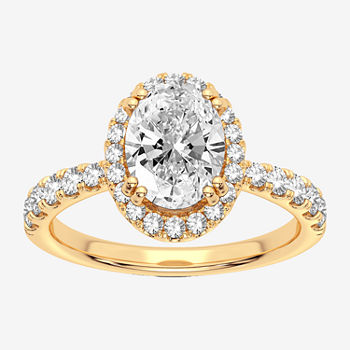 Modern Bride Signature Womens 2 1/2 CT. T.W. Lab Grown White Diamond 14K Gold Oval Halo Engagement Ring