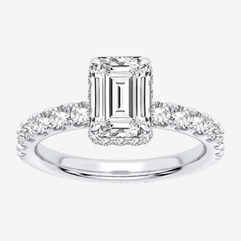 Modern Bride Signature Womens 2 3/4 CT. T.W. Lab Grown White Diamond 14K White Gold Rectangular Solitaire Engagement Ring