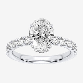 Modern Bride Signature Womens 2 3/4 CT. T.W. Lab Grown White Diamond 14K White Gold Oval Solitaire Engagement Ring