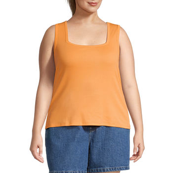 a.n.a Plus Womens Square Neck Sleeveless Tank Top