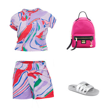 Juicy by Juicy Couture Terry Tee, Terry Shorts, Crowd Pleaser Backpack & Slides