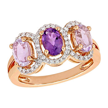 Womens 1/5 CT. T.W. Genuine Purple Amethyst 18K Rose Gold Over Silver Cocktail Ring