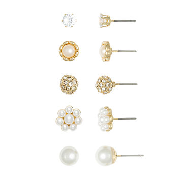 Mixit Hypoallergenic Simulated Pearl 5 Pair Earring Set