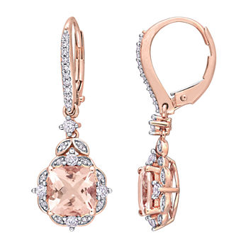 1/6 CT. T.W. Genuine Pink Morganite 14K Rose Gold Drop Earrings