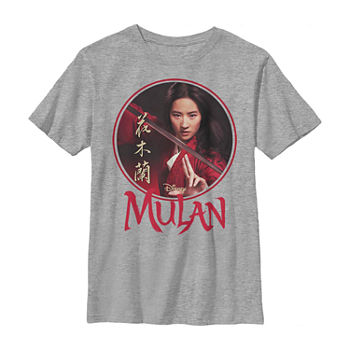 Little & Big Boys Crew Neck Princess Mulan Short Sleeve Graphic T-Shirt