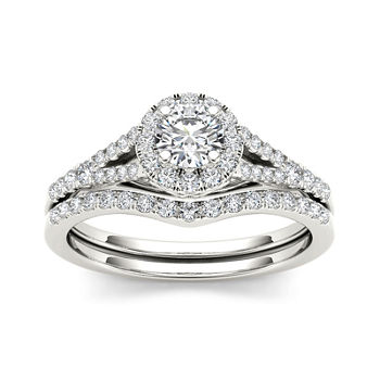 3/4 CT. T.W. Diamond 10K White Gold Bridal Ring Set