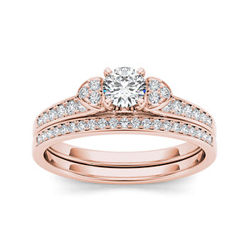 1/2 CT. T.W. Diamond 10K Rose Gold Bridal Set Ring