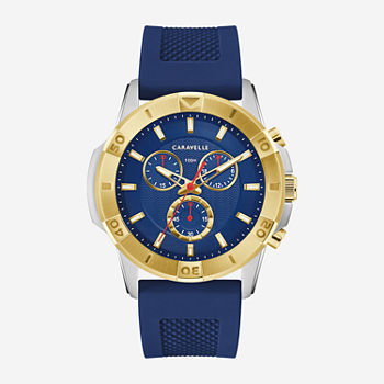 Caravelle Designed By Bulova Aqualuxx Mens Chronograph Blue Strap Watch 45b161