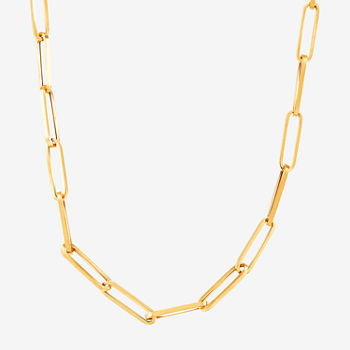 Made in Italy 14K Gold 18 Inch Hollow Paperclip Chain Necklace