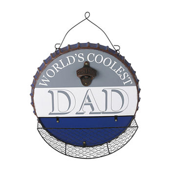 Glitzhome 13"D Fathers Day Metal Cap Wall Sign