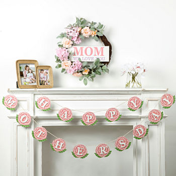 Glitzhome Set Of 2 Mothers Day Wooden Garland