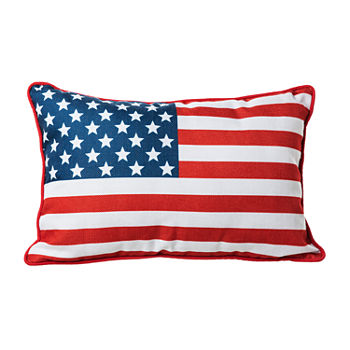 Glitzhome 18inl Faux Burlap Patriotic Flag Rectangular Throw Pillow