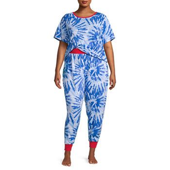 Hope & Wonder Womens Plus Short Sleeve 2-pc. Pant Pajama Set