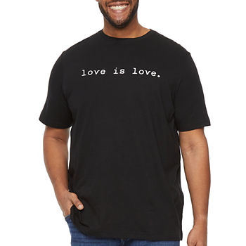 Hope & Wonder Love Is Love Big and Tall Mens Crew Neck Short Sleeve Regular Fit Graphic T-Shirt