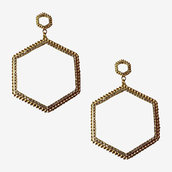 Bijoux Bar Gold Tone Crystal Statement Drop Earrings