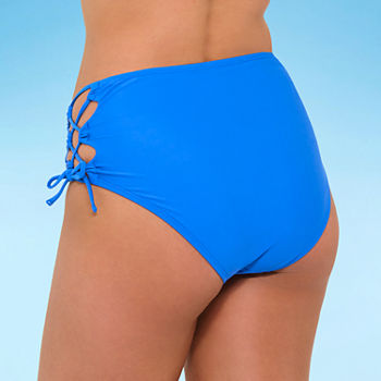 Decree Womens Stretch Textured High Waist Bikini Swimsuit Bottom Juniors