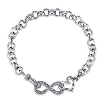 1/10 Ct. T.W. Diamond Sterling Silver Heart & Infinity Bracelet