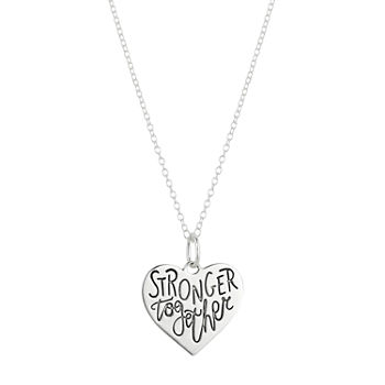 Footnotes Together Sterling Silver 16 Inch Cable Heart Pendant Necklace