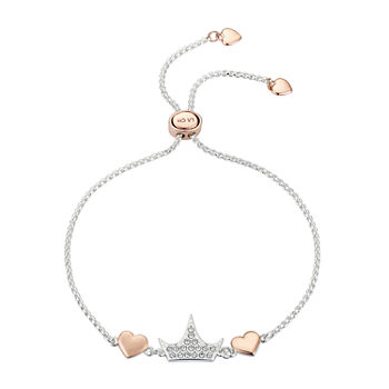 Disney Classics Crystal 8 Inch Cable Crown Princess Bolo Bracelet