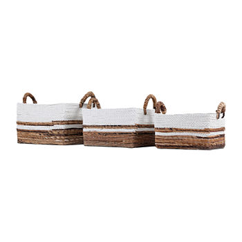 Baum Natural Wicker Rectangular Decorative Storage Baskets