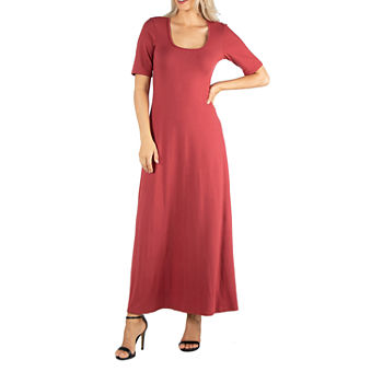 24/7 Comfort Apparel Casual Maxi Dress With Short Sleeves