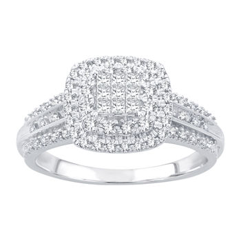 Womens 1/2 CT. T.W. Genuine White Diamond 10K White Gold Engagement Ring