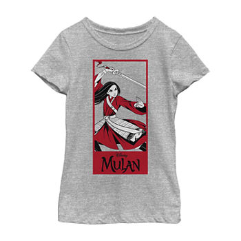 Little & Big Girls Round Neck Princess Mulan Short Sleeve Graphic T-Shirt