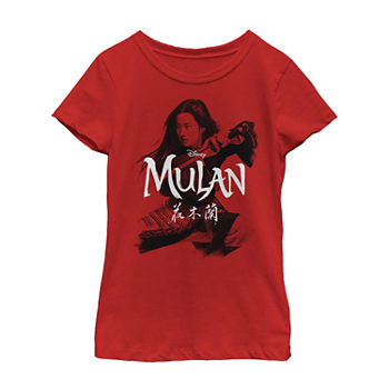 Little & Big Girls Round Neck Princess Mulan Short Sleeve Graphic T-Shirt