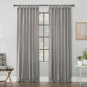 Archaeo Washed Cotton Light-Filtering Tab Top Single Curtain Panel