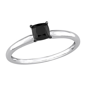 Womens 1/2 CT. T.W. Genuine Black Diamond 14K White Gold Square Solitaire Engagement Ring