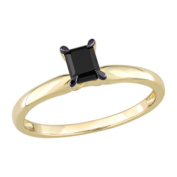 Womens 1/2 CT. T.W. Genuine Black Diamond 14K Gold Rectangular Solitaire Engagement Ring