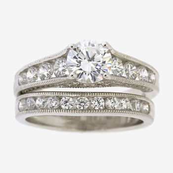 DiamonArt® Cubic Zirconia Sterling Silver Bridal Set