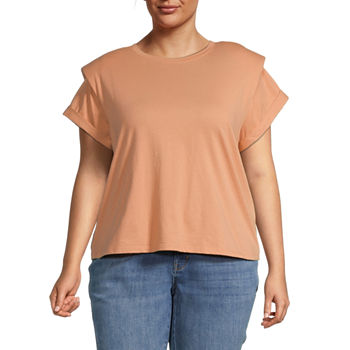 a.n.a Womens Plus Round Neck Short Sleeve Adaptive T-Shirt