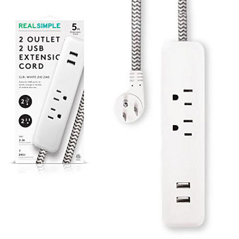 Real Simple 2 USB/2 Outlet 5 Foot Extension Cord