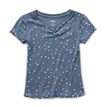 Thereabouts Little & Big Girls V Neck Adaptive Short Sleeve T-Shirt