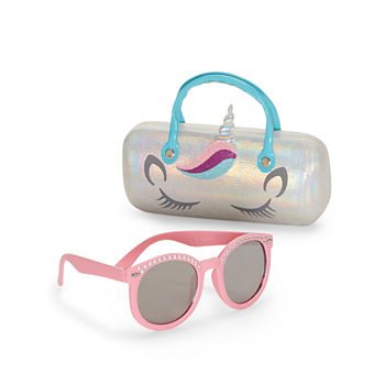 Capelli of N.Y. Sunglass Case Set Round Full Frame Sunglasses Girls