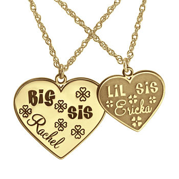 Personalized Big & Lil Sis 2-pc. Heart Name Pendant Necklace Set