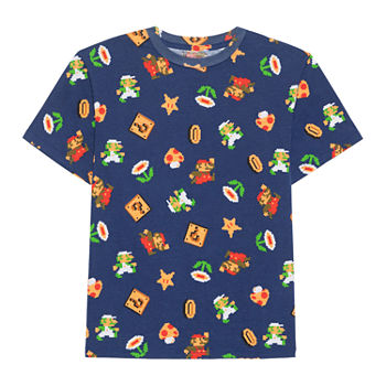 Little & Big Boys Crew Neck Super Mario Short Sleeve Graphic T-Shirt
