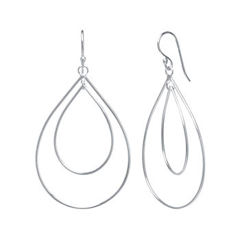 Silver Reflections Silver-Plated Openwork Double-Pear Drop Earrings