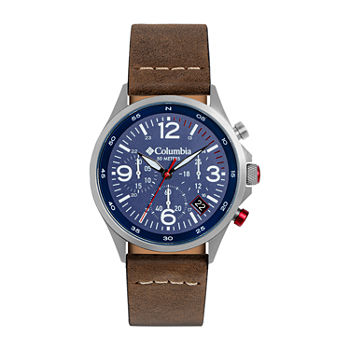 Columbia Sportswear Co. Mens Brown Leather Strap Watch Csc02-005