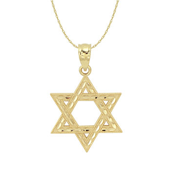Star Of David Womens 10K Gold Star Pendant Necklace