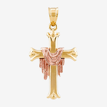 Religious Jewelry Unisex Adult 14K Two Tone Gold Cross Pendant