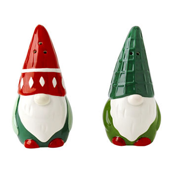 Tabletops Unlimited Gnomes Stoneware Salt + Pepper Shakers