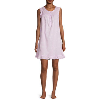 Adonna Womens Petite Sleeveless Round Neck Nightgown